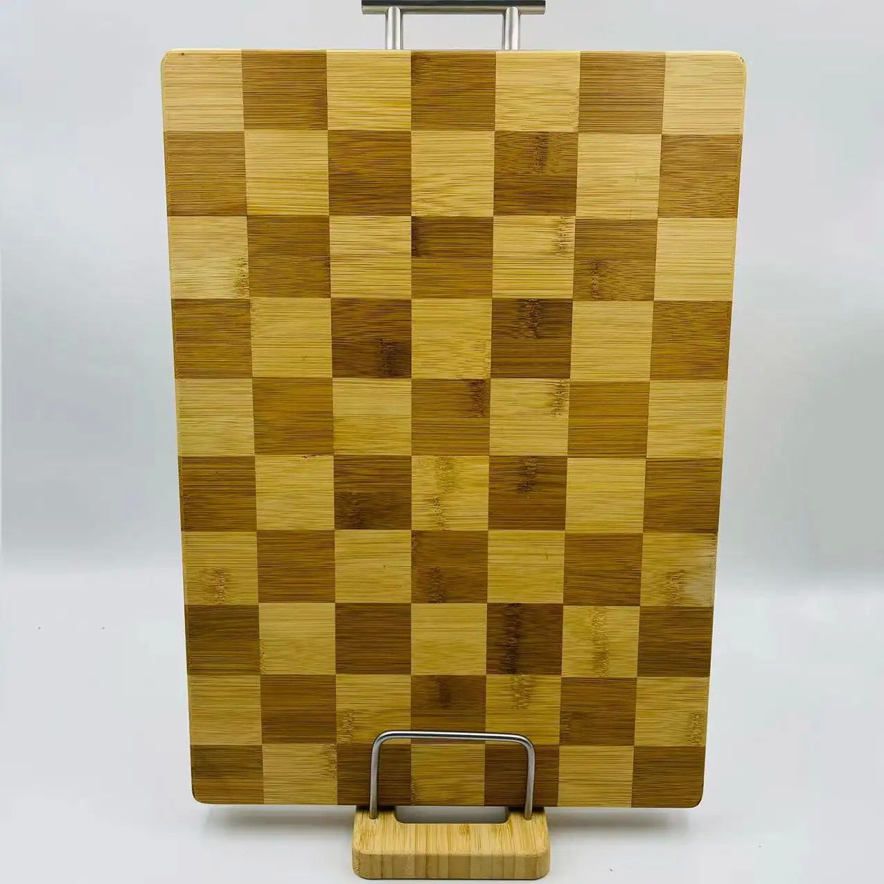 Checkerboard Cutting Board Stainless Steel Handles