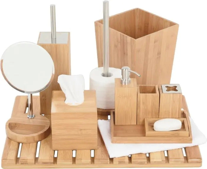 Natural Bamboo Bathroom Accessory - 1 Set