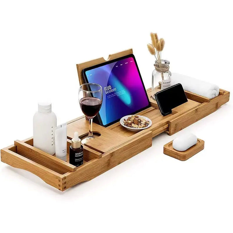 Wood Expandable Bathtub Tray & Caddy for Natural - 4 piece