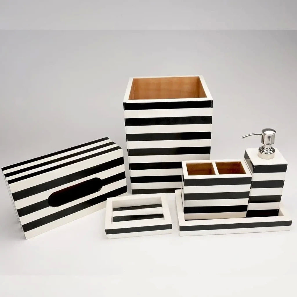 Wooden Bathroom Set Black & White - 1 Set